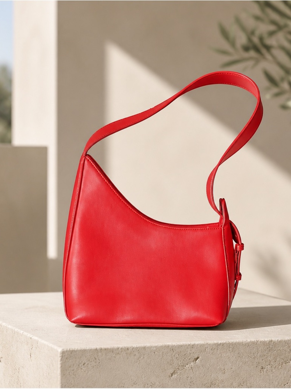 Anthropologie Red Leather Shoulder Bag - Picture 1 of 4